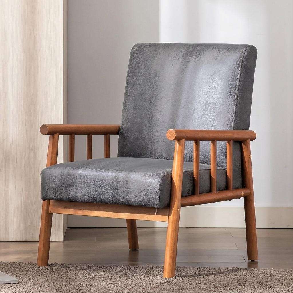 25 Wide Classic Mid-Century Modern Arm Chair, Grey