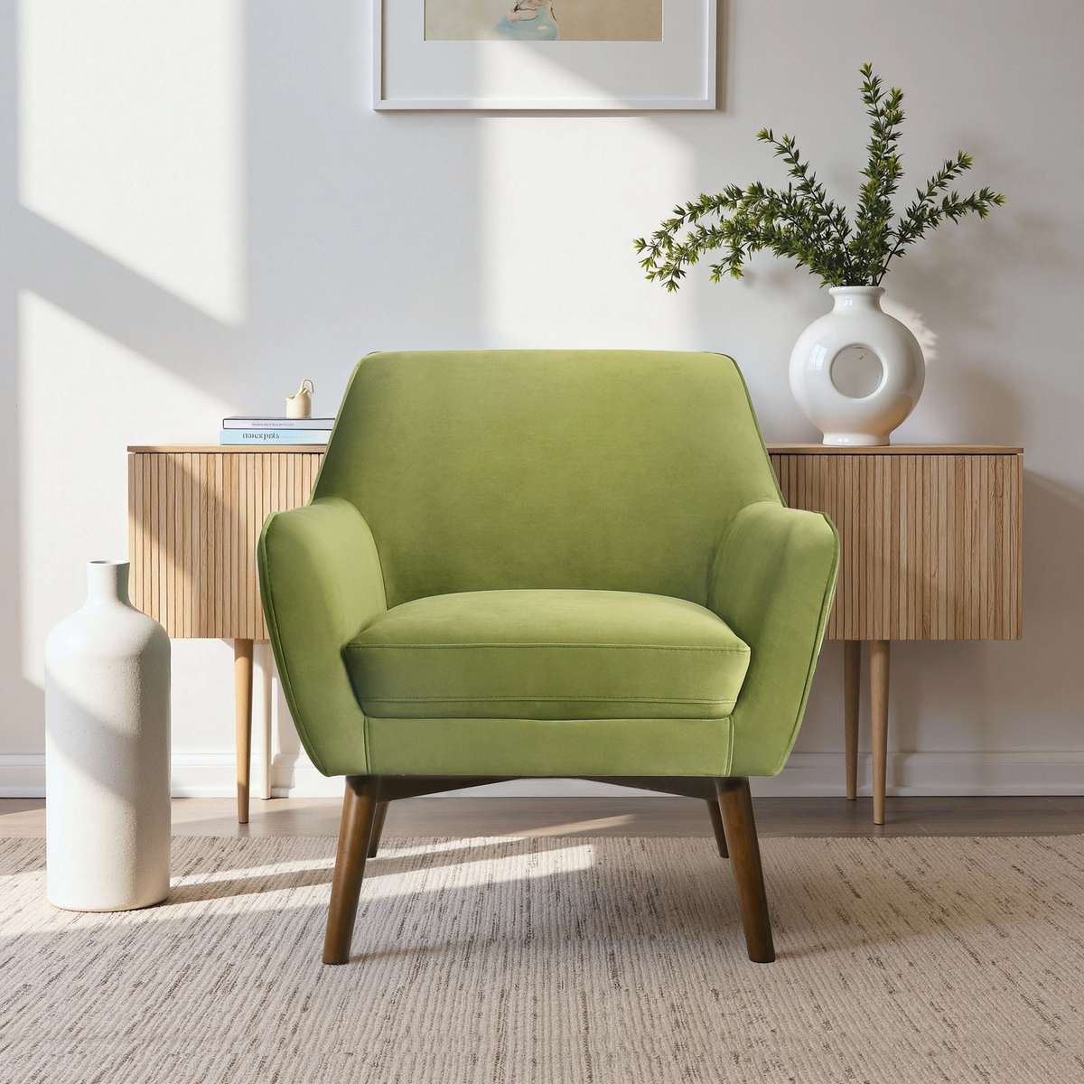 Panom Pistacho Green Velvet Lounge Chair