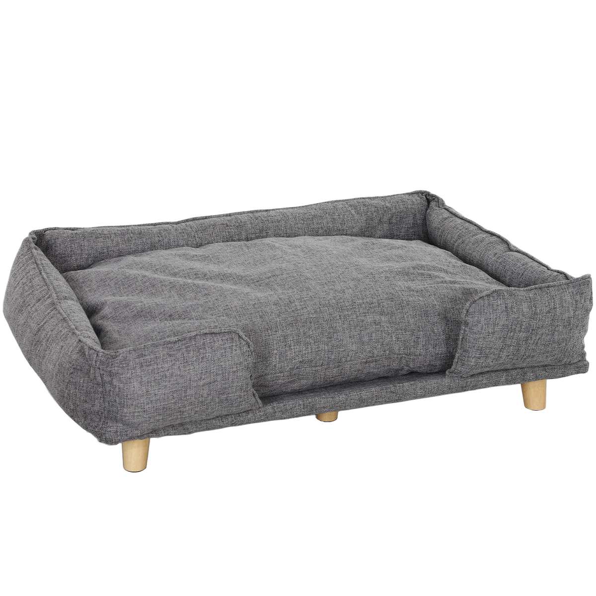 Hundesofa, Haustiersofa, Haustierbett, Abnehmbares U. Waschbares Polster, Natur+ Dunkelgrau