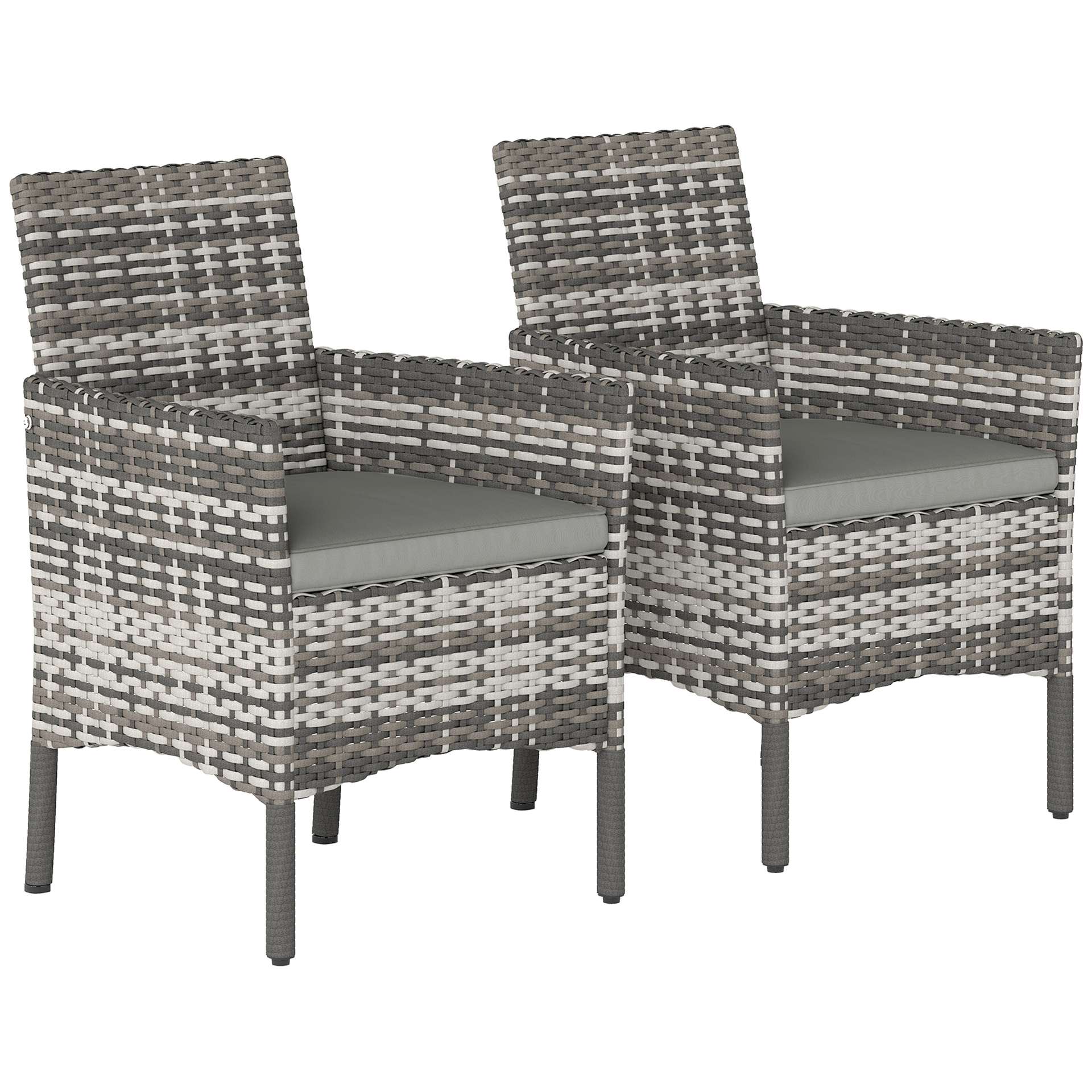 2er Set Gartenstuhl Polyrattan Gartenmöbel Mit 2 Sessel Abnehmbaren Kissen Stahlrahmen Grau
