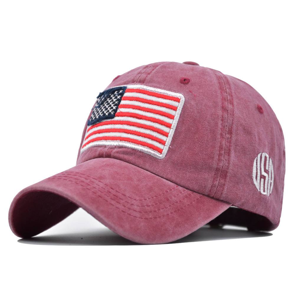 Men's Embroidered National Flag Water-washed Soft-brim Adjustable Anniversary Festival Celebration Casual Fashionable Baseball Cap For Daily Outdoor Activities
