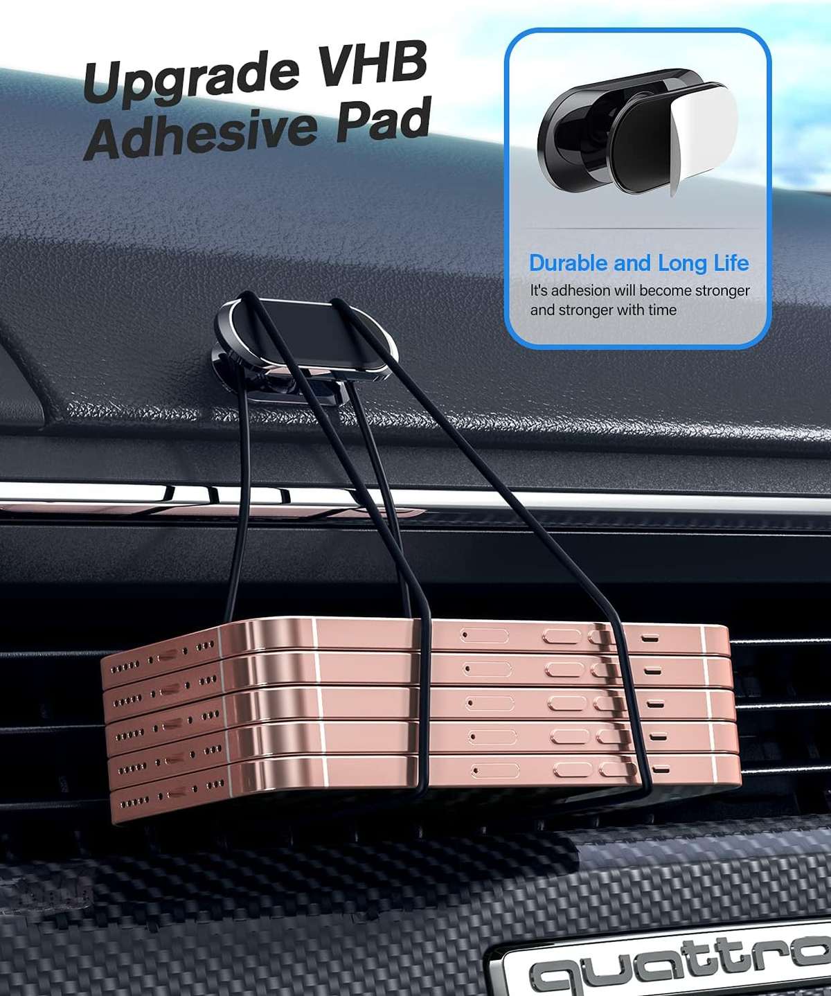 2 Pack Strong Magnetic Car Phone Holder Upgrade Powerful Magnet 360 Degree Rotation Universal Stable Car Cell Phone Mount Compatible With All Mobile Phones