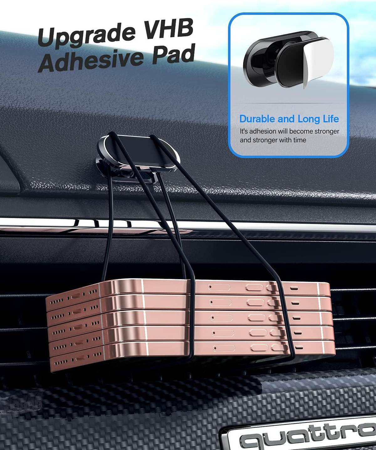 2 Pack Strong Magnetic Car Phone Holder Upgrade Powerful Magnet 360 Degree Rotation Universal Stable Car Cell Phone Mount Compatible With All Mobile Phones