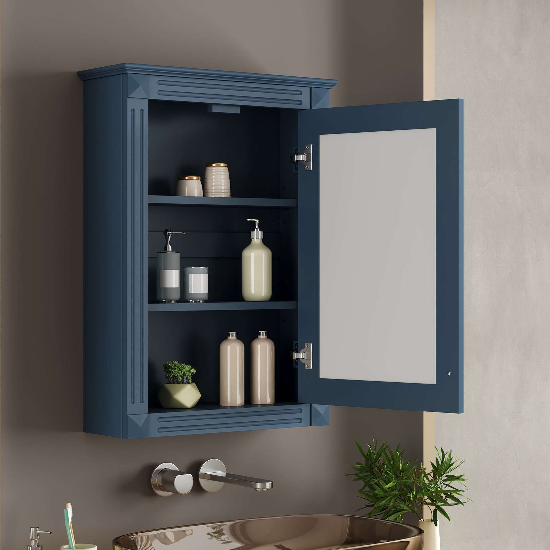 20 Wall Mounted Bathroom Storage Cabinet With Mirror, Medicine Cabinet With Height Adjustable Shelf, Over The Toilet Space Saver Cabinet