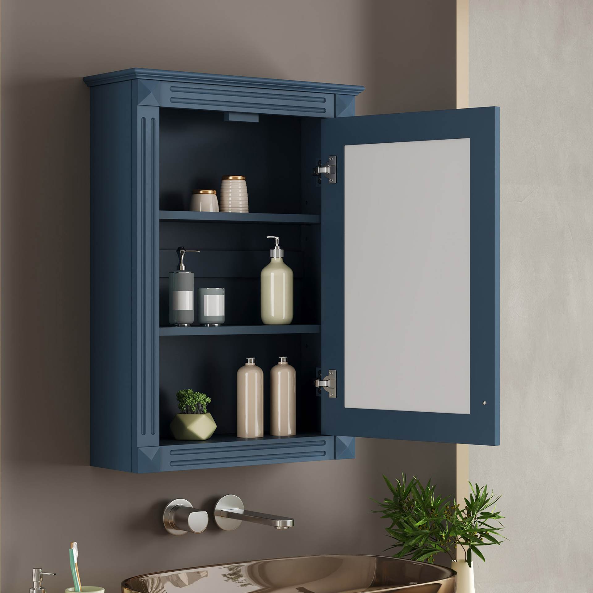 20 Wall Mounted Bathroom Storage Cabinet With Mirror, Medicine Cabinet With Height Adjustable Shelf, Over The Toilet Space Saver Cabinet