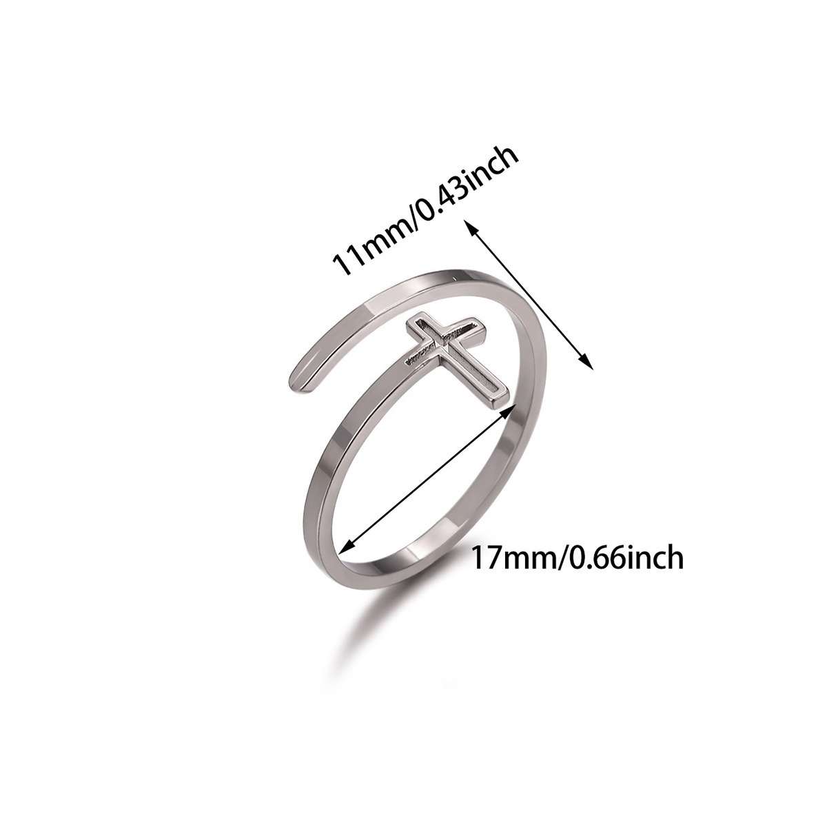 European American Retro Fashion Zircon Heart Flower Cross Open Ring 18K Gold Plated Stainless Steel Women Jewelry