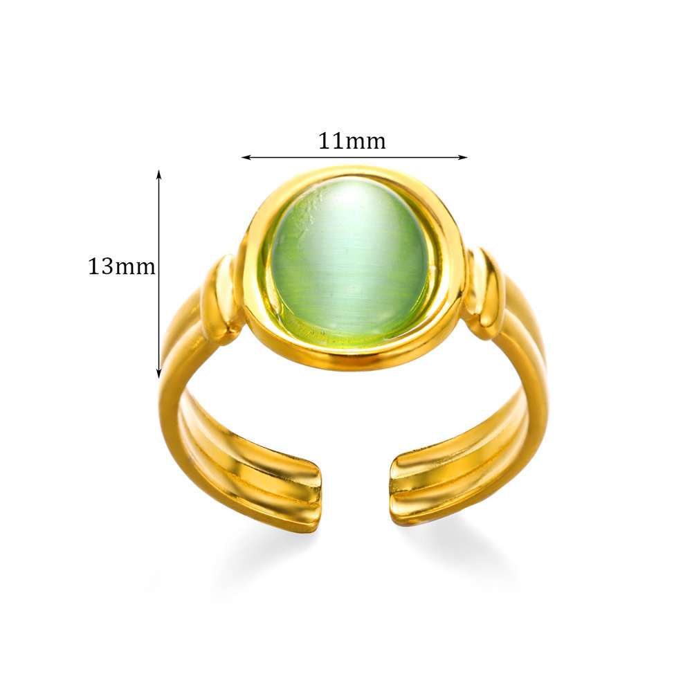 Luxury Retro Natural Stone Inlaid Finger Ring French Vintage Women Accessory