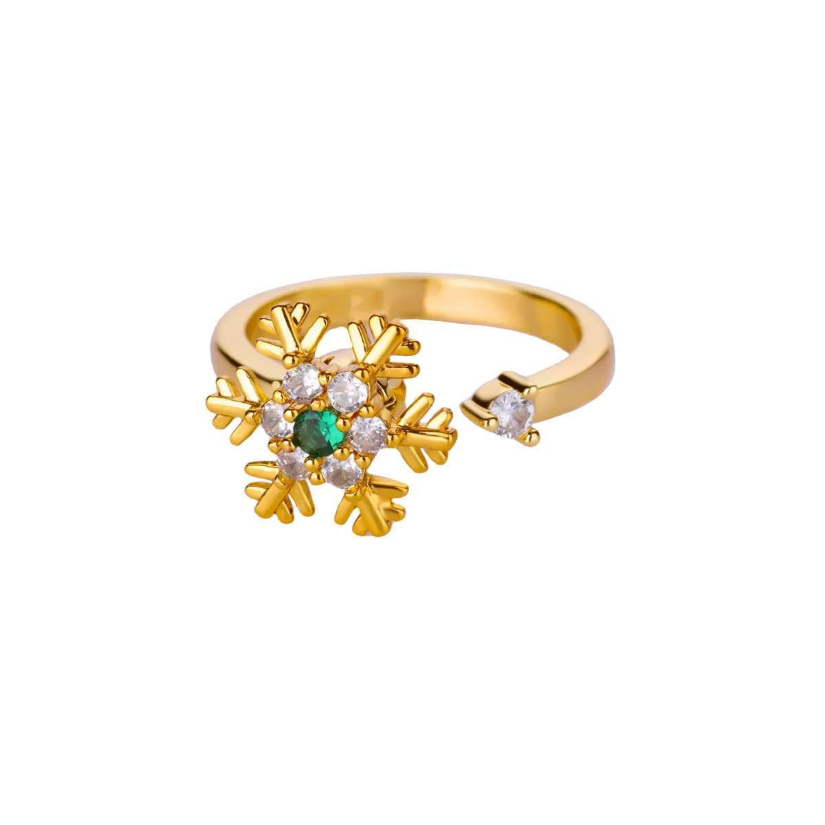 Anti Anxiety Rotatable Ring Luxury Diamond Inlaid 18K Gold Plated Flower Band