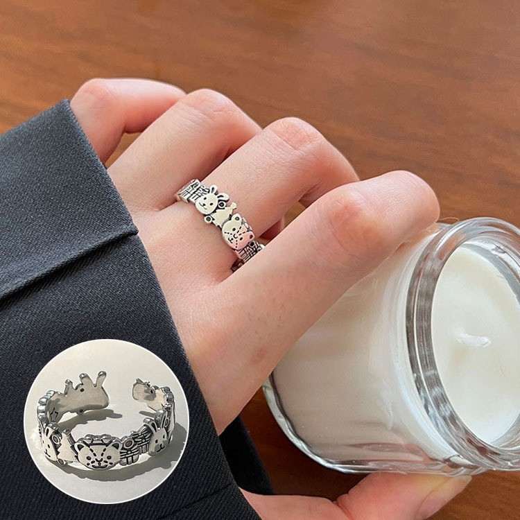 Ladies Cute Graffiti Ring Casual Street Style Open Ring