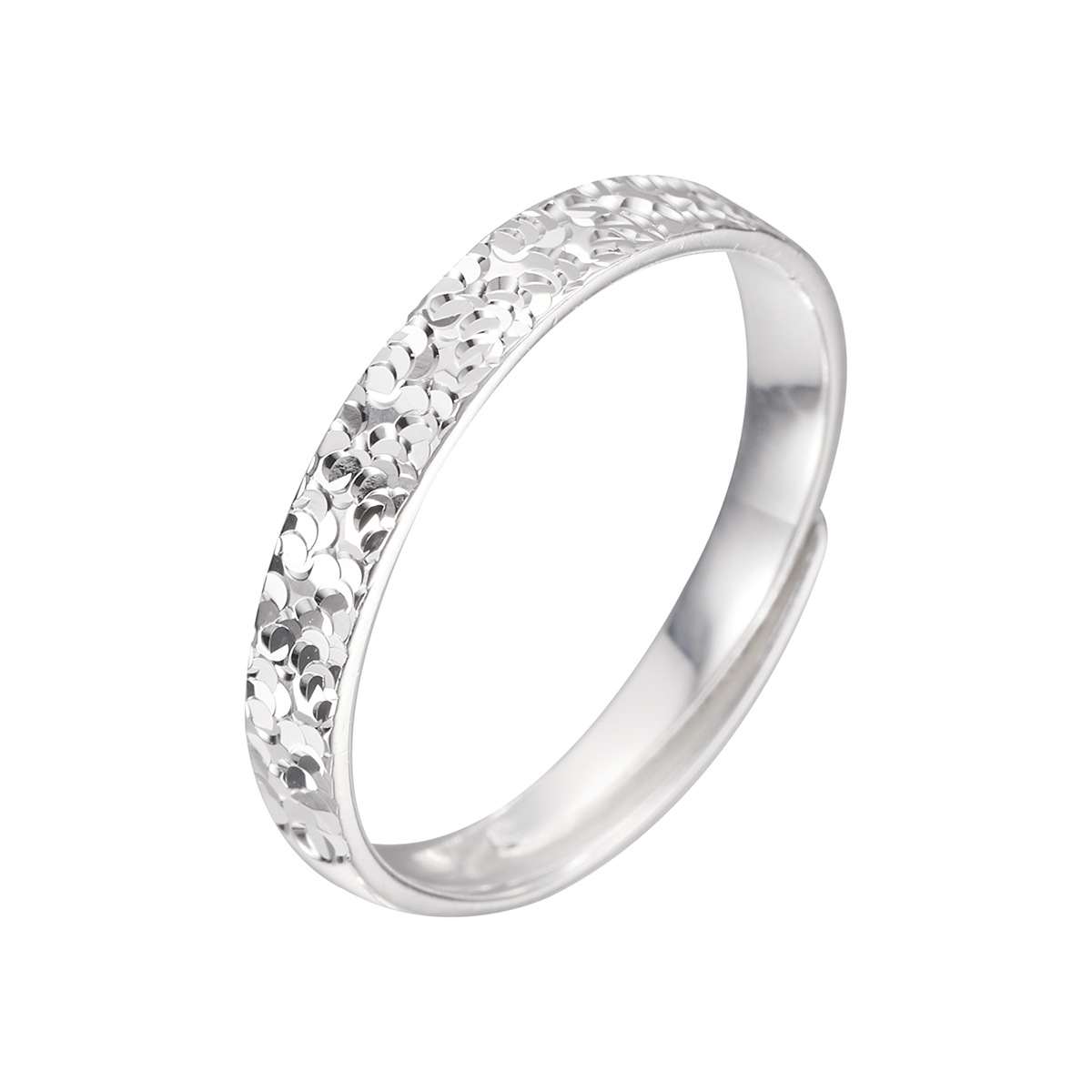 Fashion Hot S999 Fine Silver Sparkling Crushed Ice Couple Ring, New Hammered Adjustable Ring For Men Women