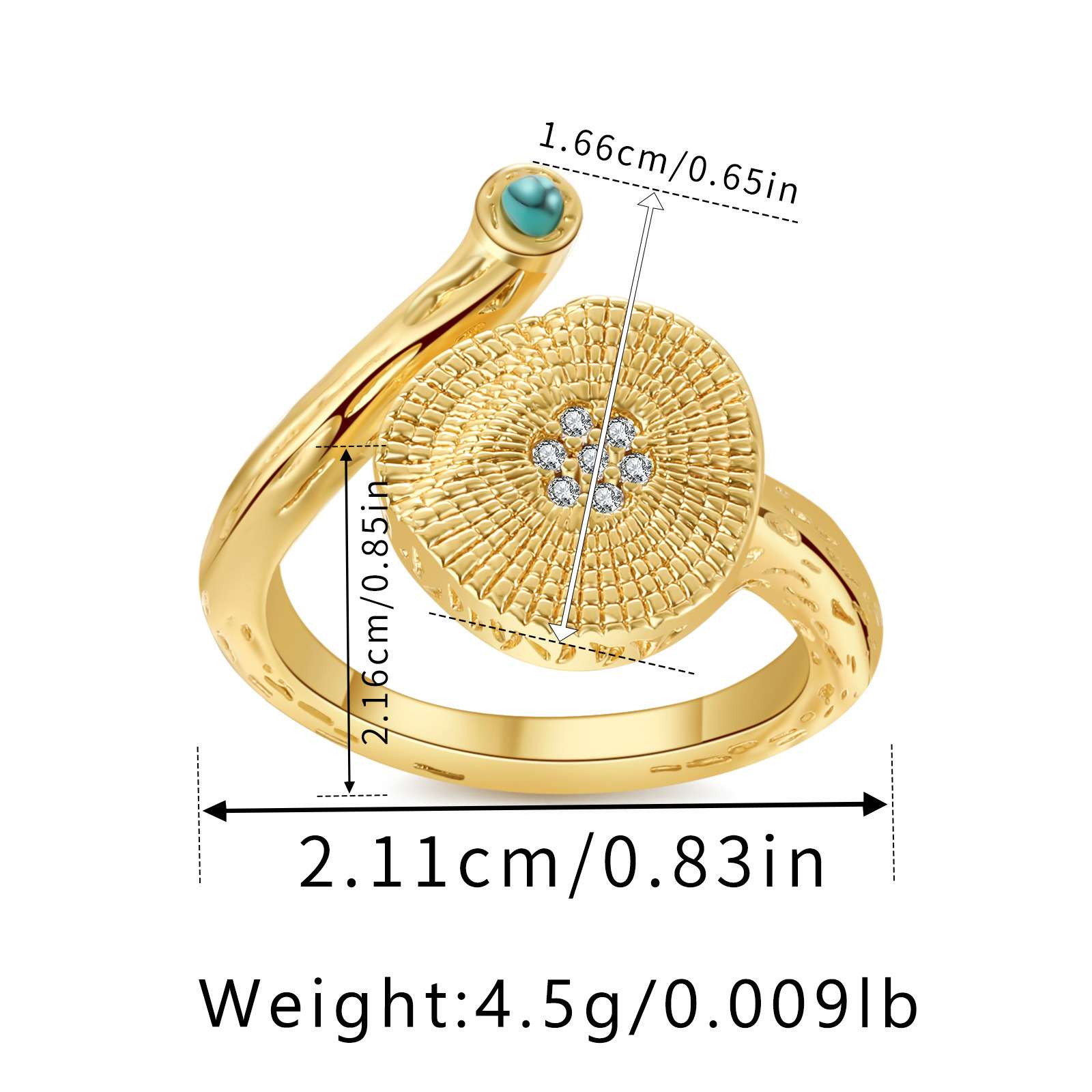18K Gold Plated Butterfly Water Drop Zircon Ring