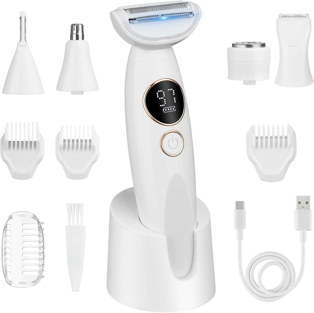 Electric Shaver For Women, 4 In 1 Rechargeable Trimmer, Waterproof Body Hair Epilator With Interchangeable Heads, USB Charging