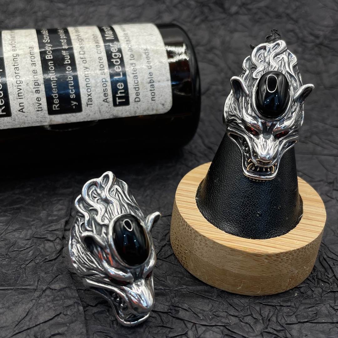 1pcs 990 Sterling Silver Vintage Gothic Open Ring, Bold Masculine Style, For Daily Wear & Streetwear Outfits