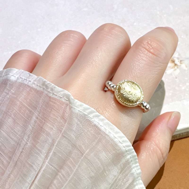 999 Fine Silver Turtle Shell Ring, Chinese Retro Adjustable Niche Style Jewelry