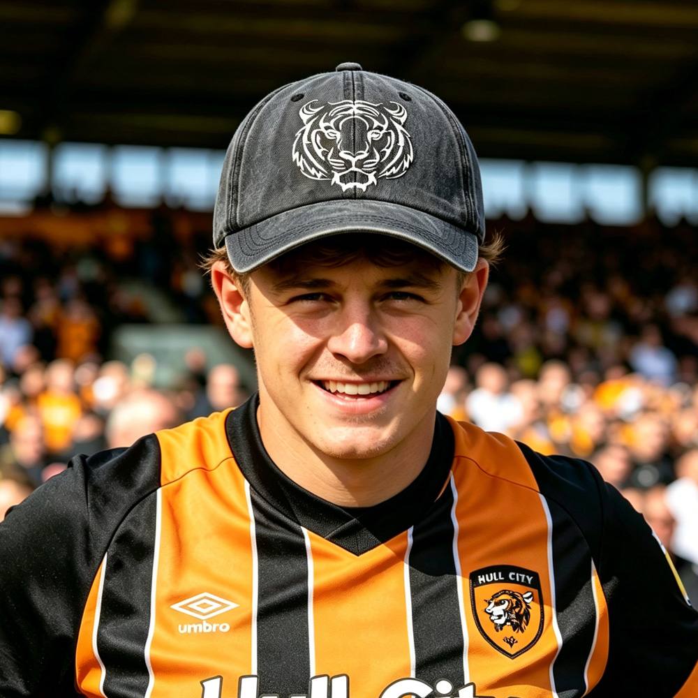 2pcs Tiger Embroidered Vintage Washed Baseball Cap - Hull City The Tigers World Cup Soccer Fan Hat, Adjustable Unisex Cotton Cap