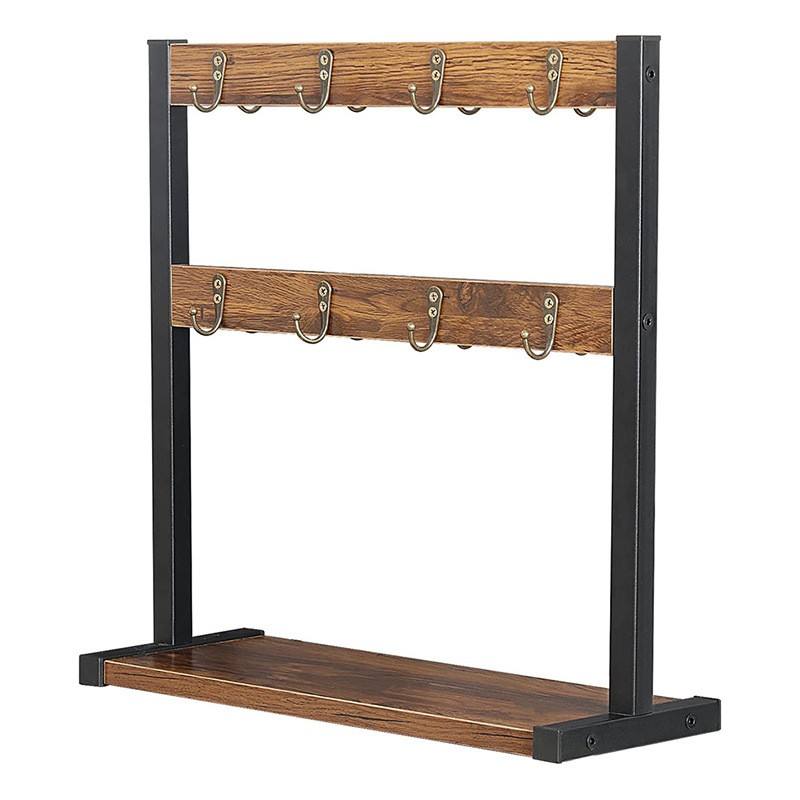 Tabletop Wood Cup Storage Rack Display Shelf Coffee Mug Holder Desk Space Saving