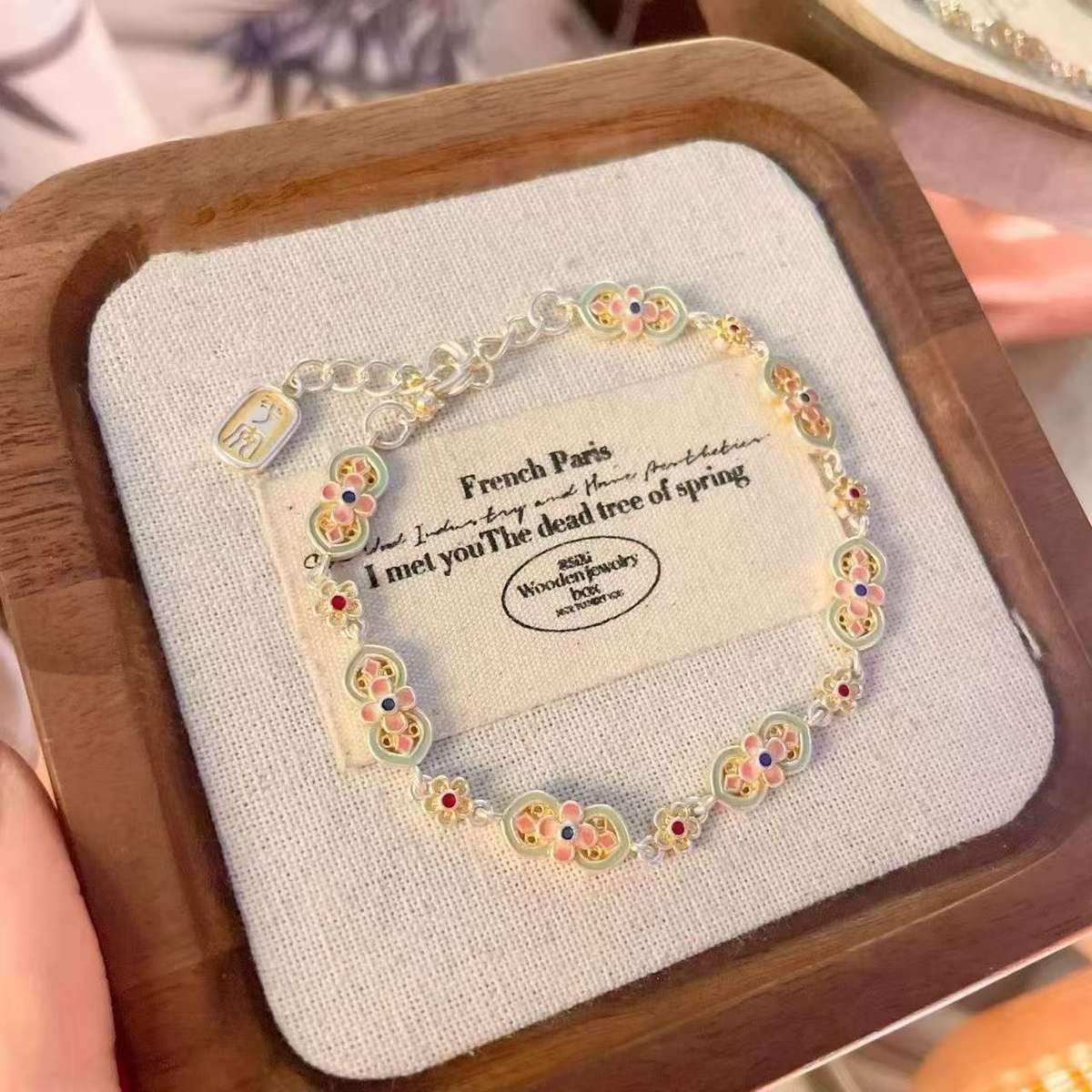New Chinese Style 999 Fine Silver Bracelet, Ruyi Design, Gilded Enamel Pure Silver Bracelet, Colorfast & Wealth Attracting Jewelry