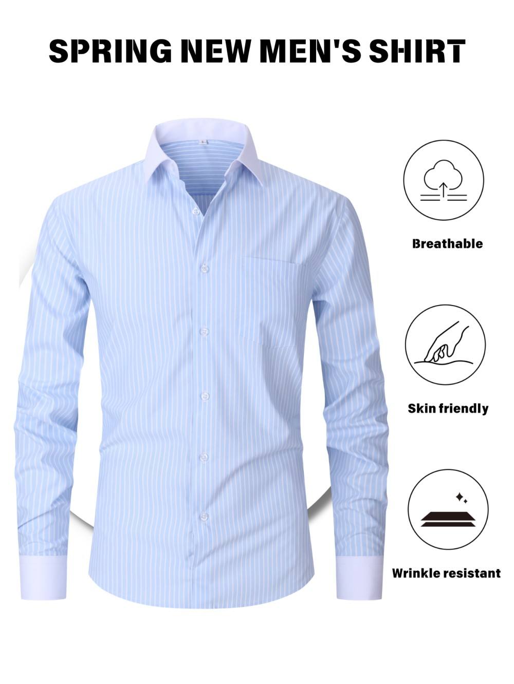 Checkered Striped Long Sleeved Business Shirt