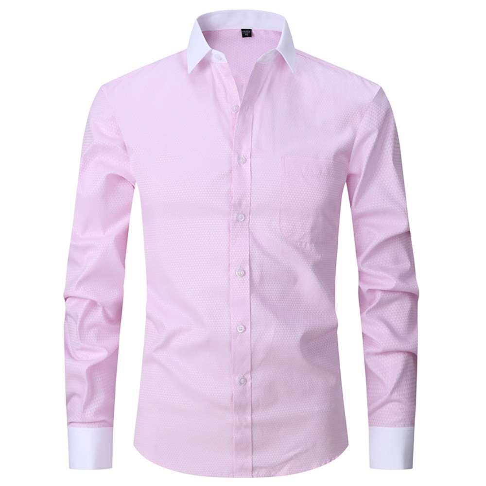 FS French Style Light Luxury Contrasting Color Lapel Long Sleeved Shirt