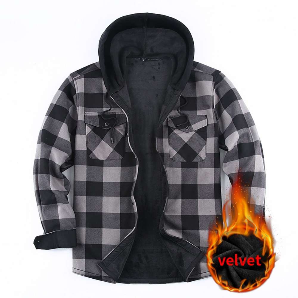 JM319 Hooded Fleece Shirt Jacket