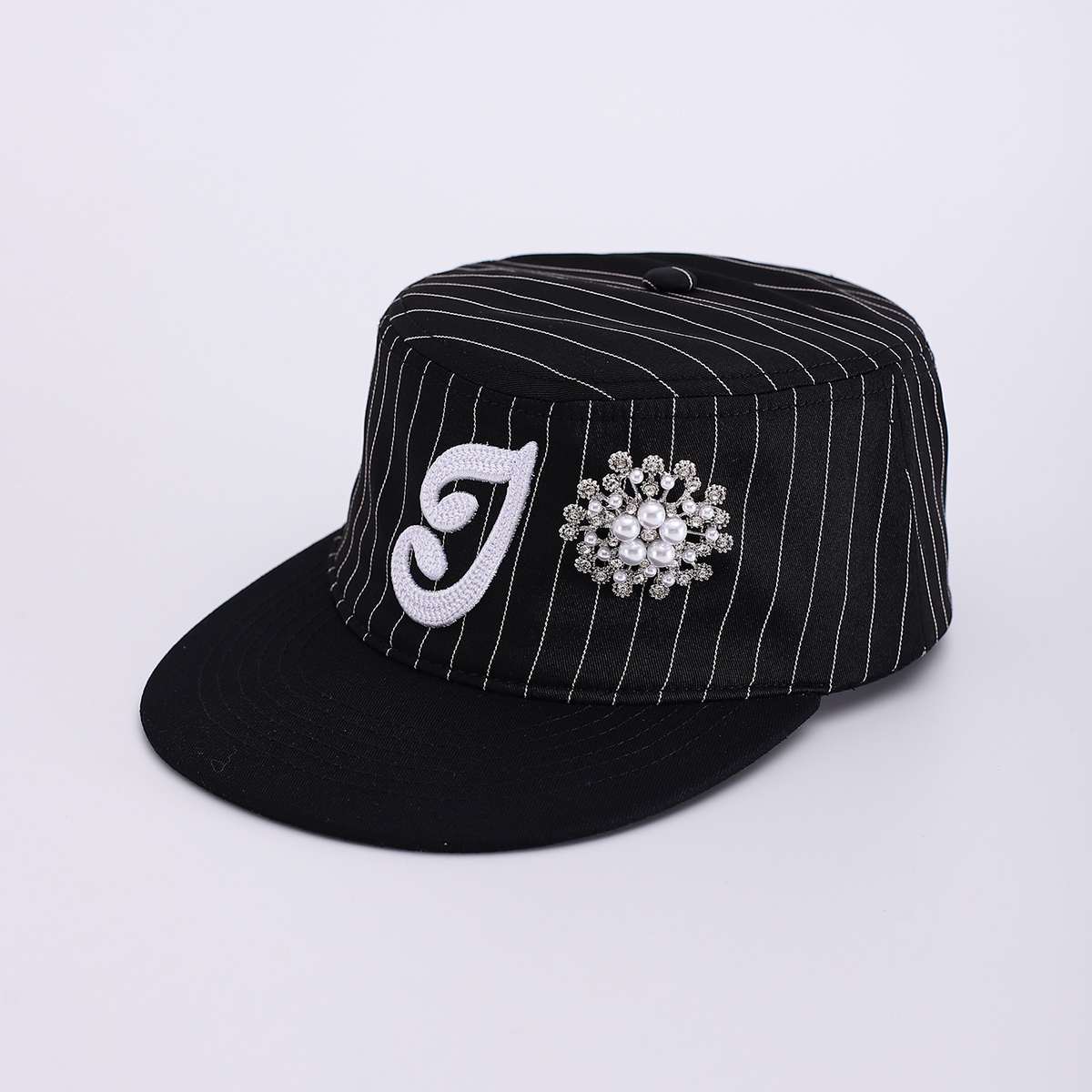 Summer Men's And Women's Striped Embroidered Logo Adjustable Fashion Casual Style Flat-top Baseball Cap Suitable For Outdoor Outings, Daily Commutes And Outings