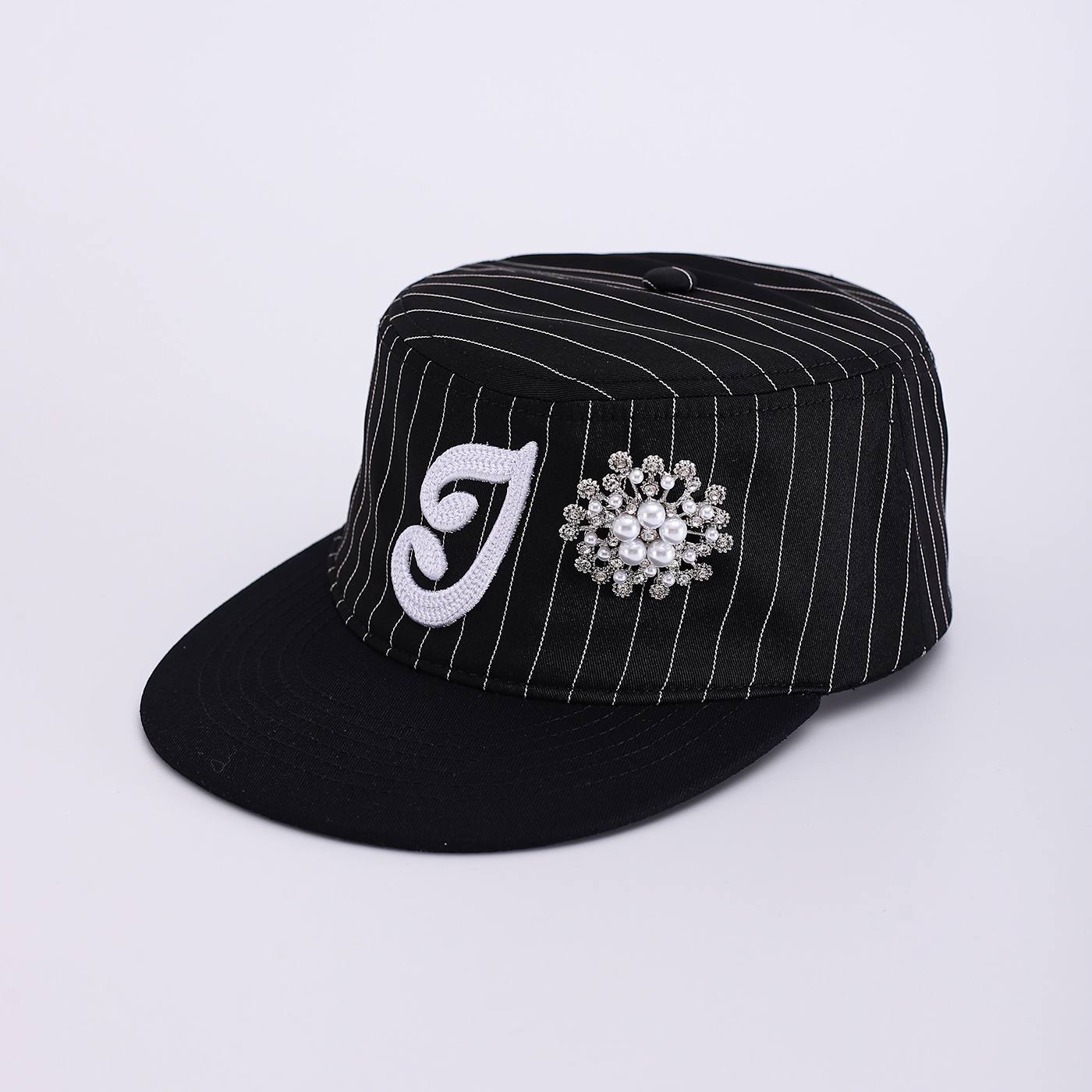 Summer Men's And Women's Striped Embroidered Logo Adjustable Fashion Casual Style Flat-top Baseball Cap Suitable For Outdoor Outings, Daily Commutes And Outings