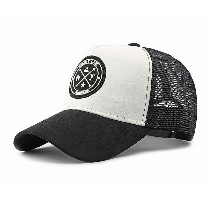Men's And Women's Multi-color Suede Mesh-rimmed Baseball Cap With Round Logo And Adjustable Strap. Stylish And Versatile, Suitable For Daily Outings And Outdoor Activities.