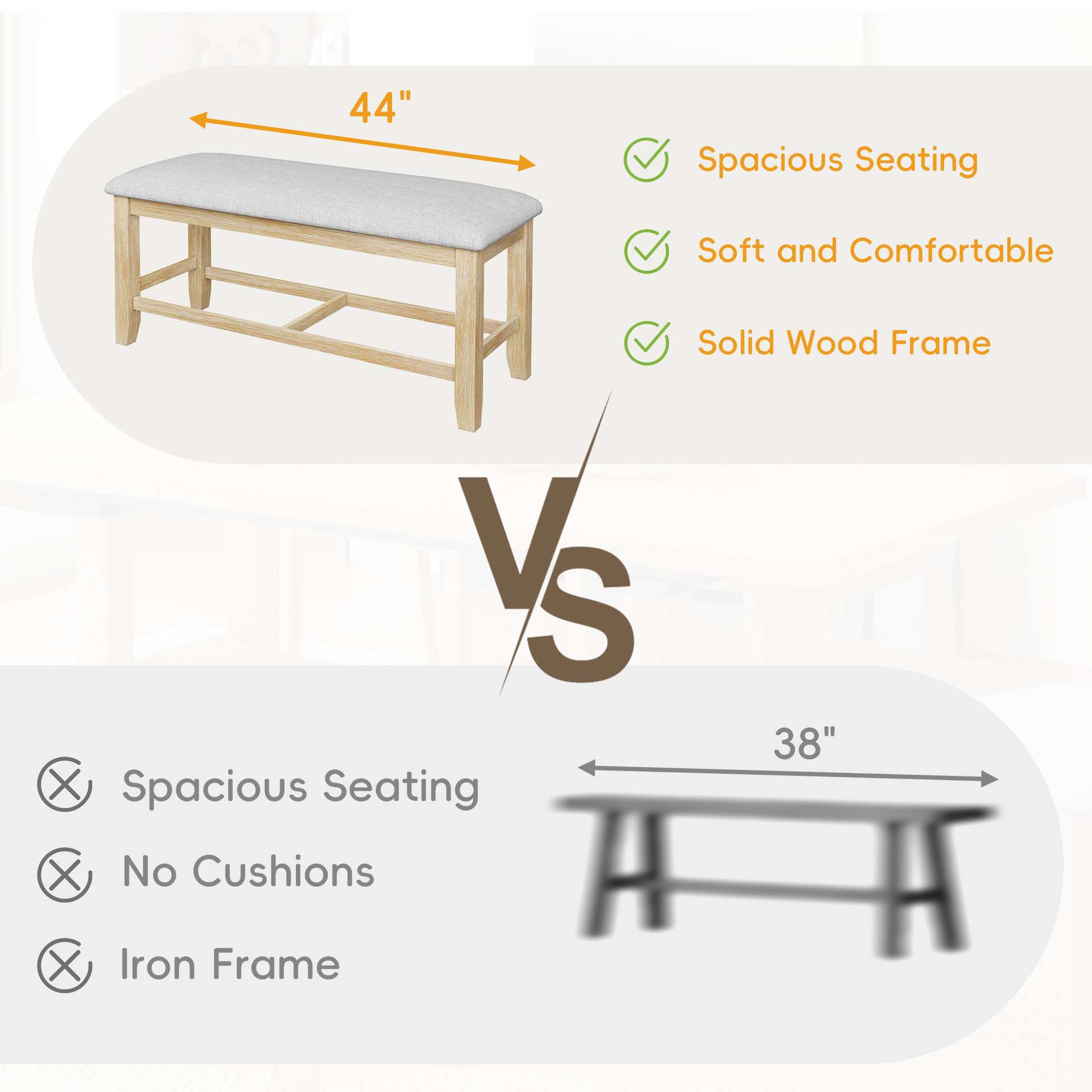 TOPMAX Farmhouse 76inch 6-Piece Extendable Dining Table Set Trestle Kitchen Table Set With 18inch Removable Leaf And Upholstered Dining Chair And Bench For Dining Room, Natural Light Gray