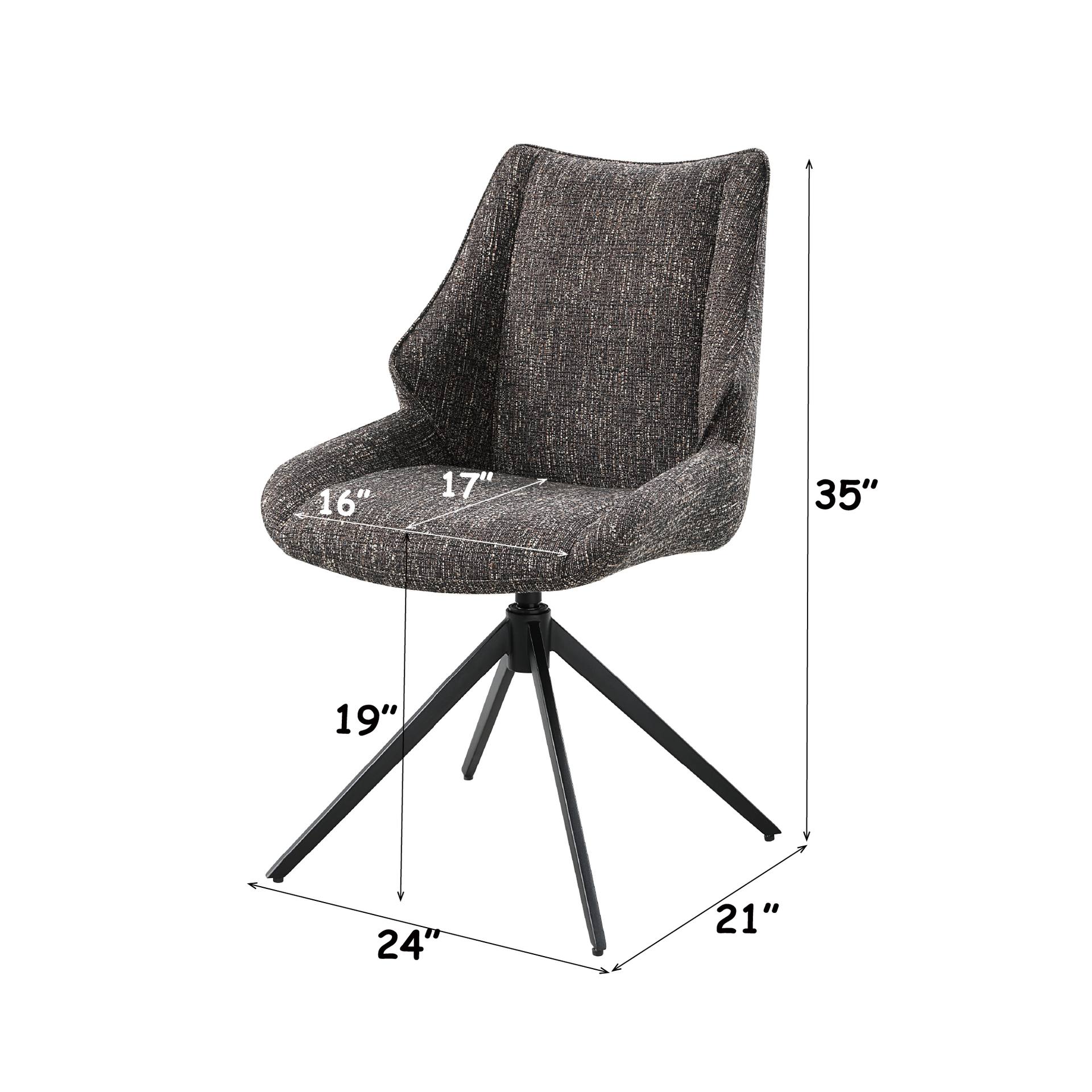 Malika Brown Gray Chenille Side Chair W Swivel Set Of 2