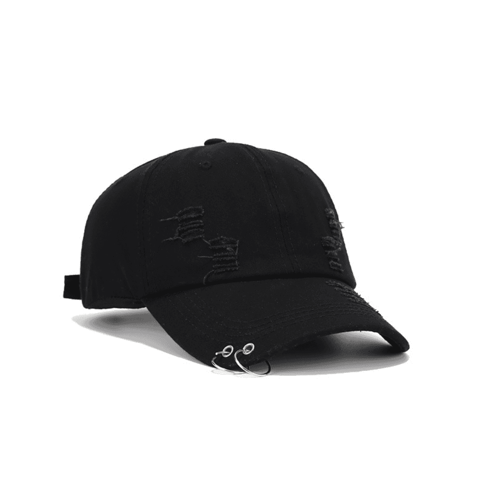 Summer Men's And Women's Denim-frayed Distressed Metal Round Ring Decorative Baseball Caps For Street Trendy Fashionistas To Show Off On The Street.