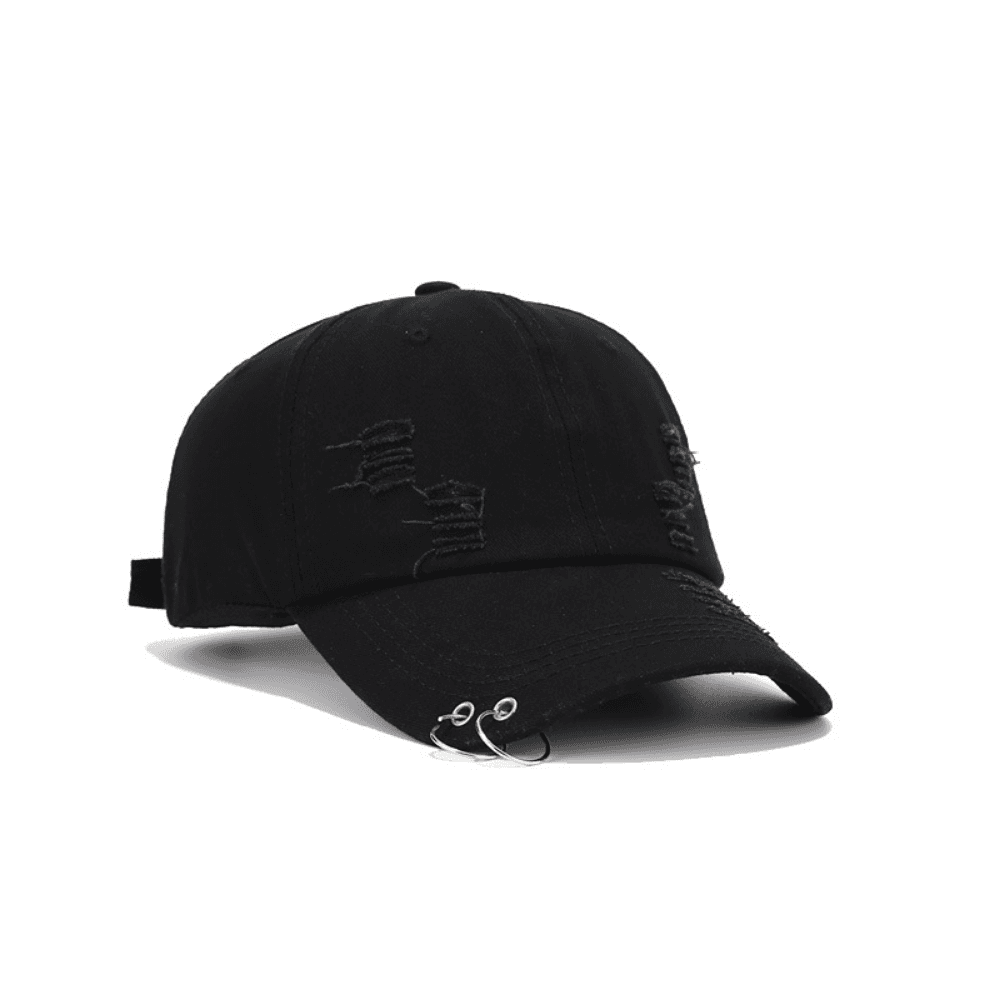 Summer Men's And Women's Denim-frayed Distressed Metal Round Ring Decorative Baseball Caps For Street Trendy Fashionistas To Show Off On The Street.