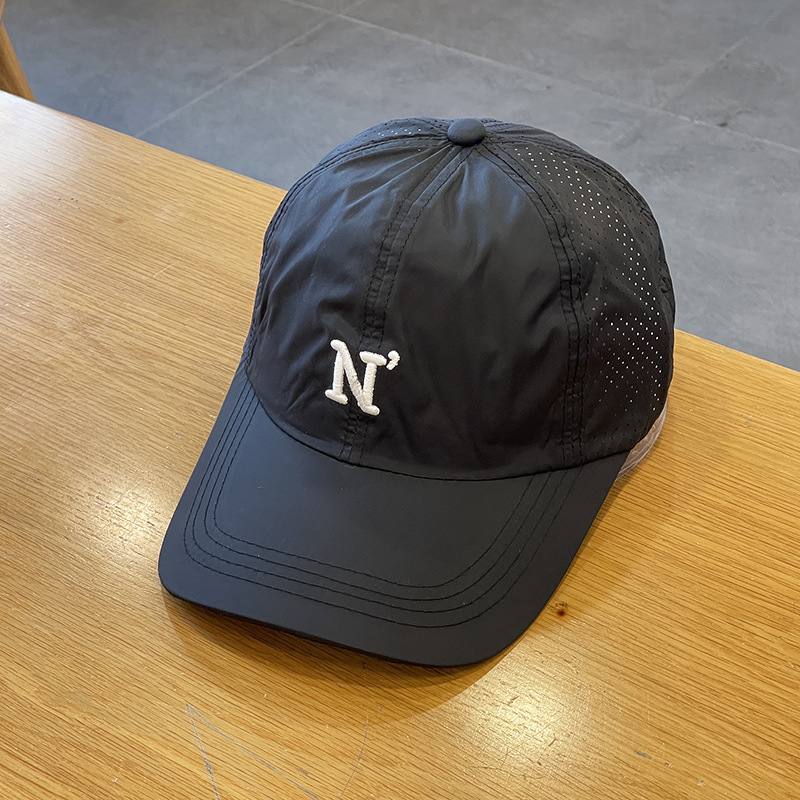 Solid-color Letter N Three-dimensional Embroidered Waterproof Mesh Breathable Simple And Casual Peaked Cap Baseball Hat Suitable For Outdoor Sports And Shopping