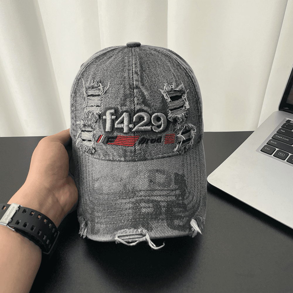 Monochromatic Three-dimensional Embroidered Frayed-edge Personalized Print Brim Trendy Casual Baseball Cap Suitable For Street And Travel Use