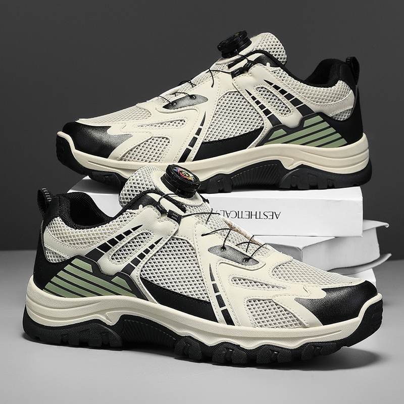Men's Summer Hiking Shoes, New Breathable Hollow Mesh Sneakers, Non-slip Wear-resistant Casual Dad Shoes For Men