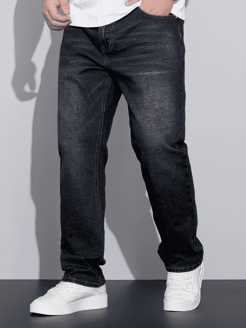 Plus Size Black Ripped Jeans Men Relaxed Fit Distressed Denim Pants Big And Tall US Ready Stock