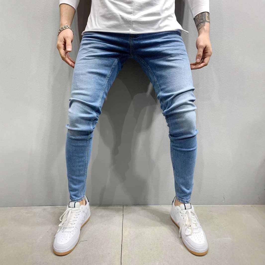 High Quality European And American Men's Stretch Tight Skinny Jeans For Foreign Trade Independent Station Classic Three Colors