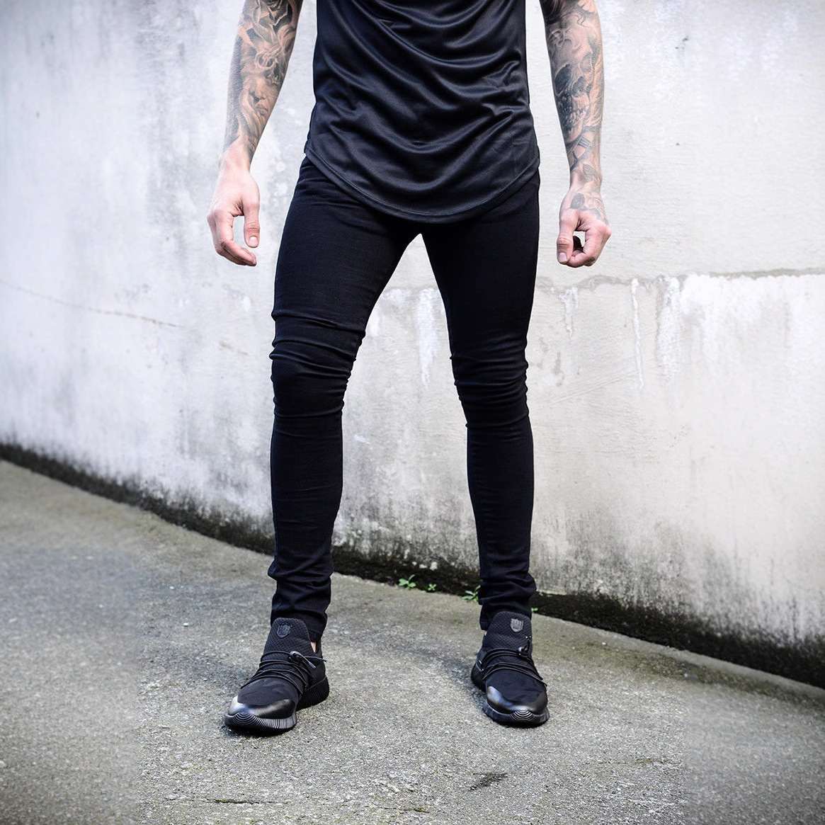 European And American New Men's Tight New Solid Color Denim Skinny Pants