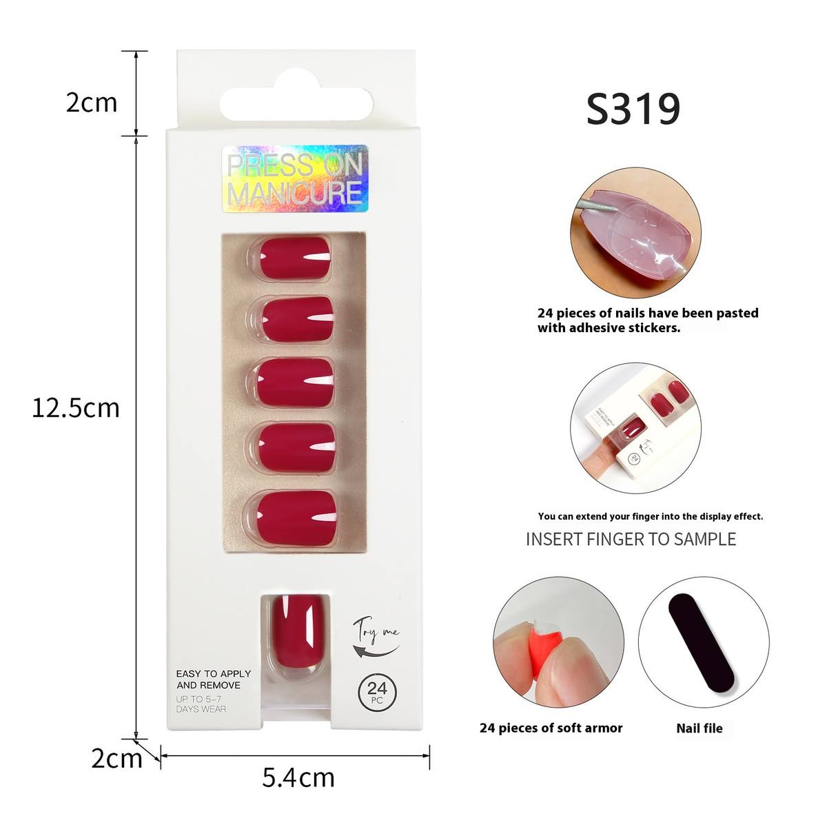 Back Glue Fake Nails 24 Pieces Removable