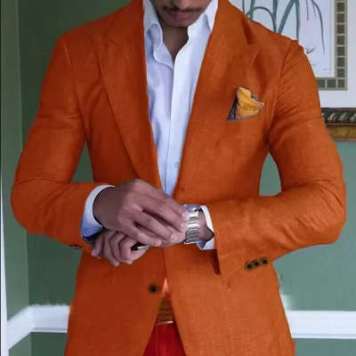 Men's Single Row Two Button Plaid Blazer