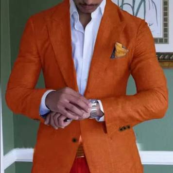 Men's Single Row Two Button Plaid Blazer