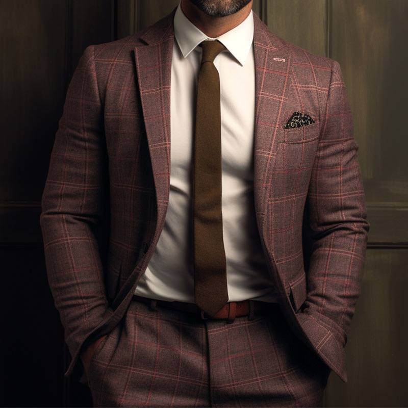 Men's Casual Suit Printed Double Row