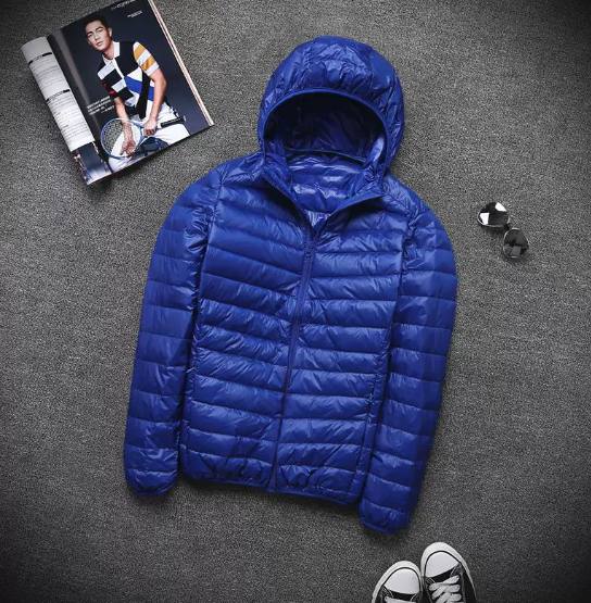 Men's Stand Collar Hooded Short Ultra-thin Down Jacket