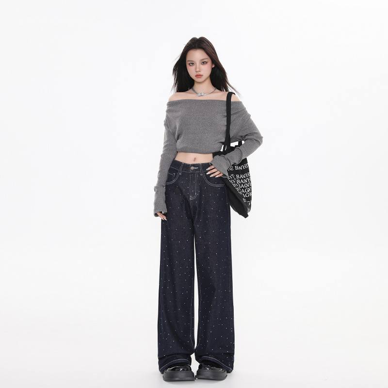 Women's Rhinestone Denim Blue Craft Jeans