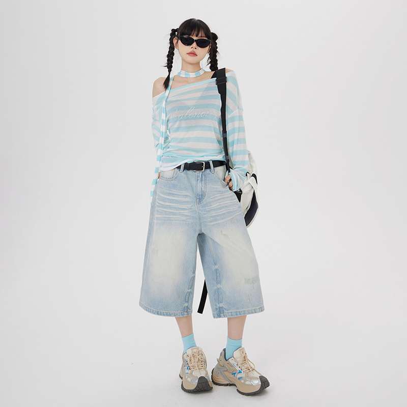 Women's American-style Retro Loose Wide-leg Jeans