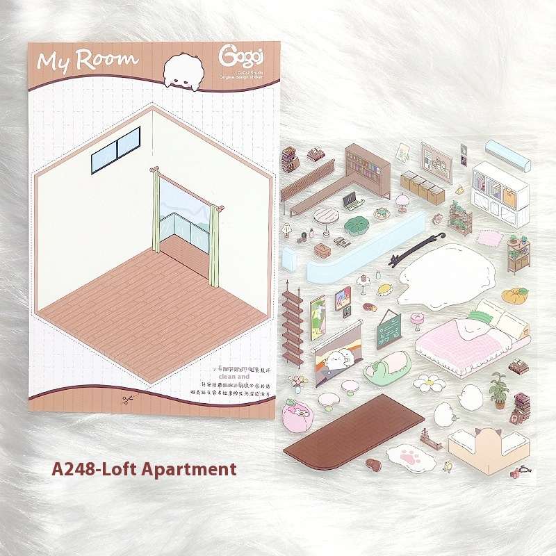 Three-dimensional Stacking Landscaping Cabin Stickers Notebook
