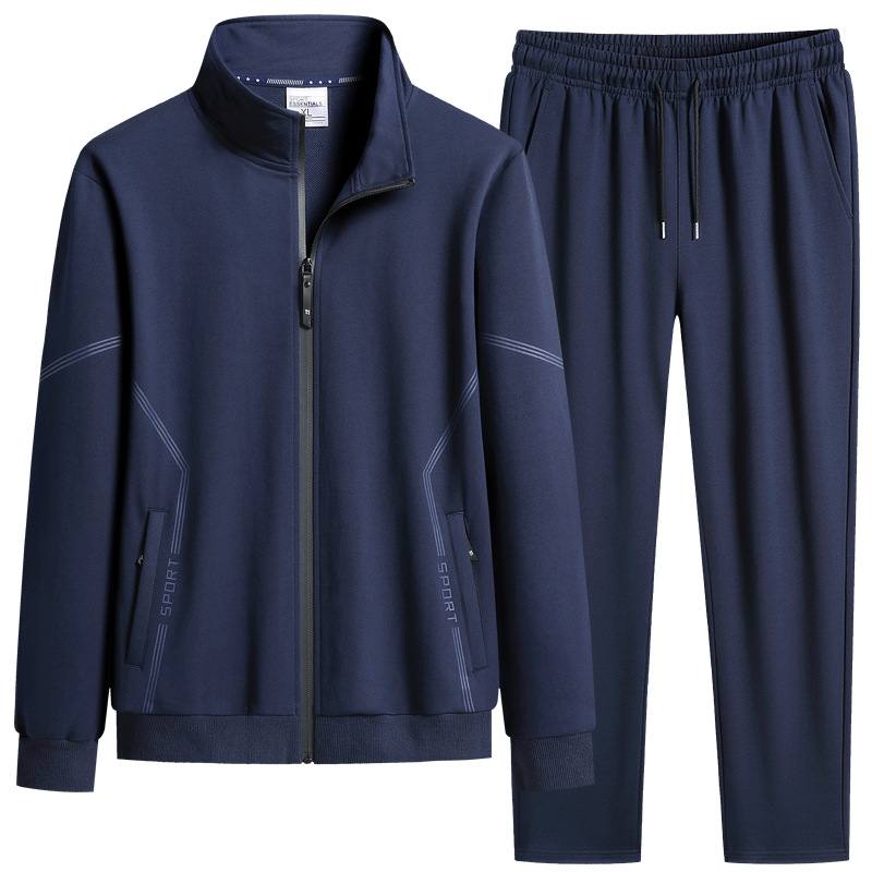 Two-piece Set Fleece-lined Thickened New Stand Collar Men's Leisure Sports Suit