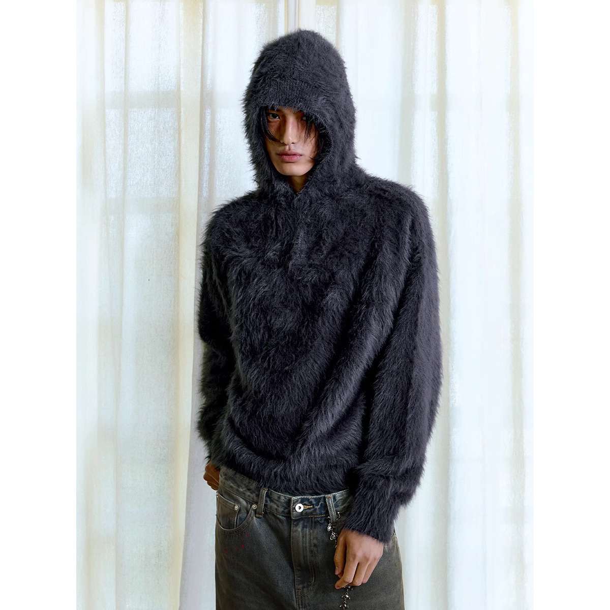 Fashion Men's Loose Plush Knitted Sweater Top