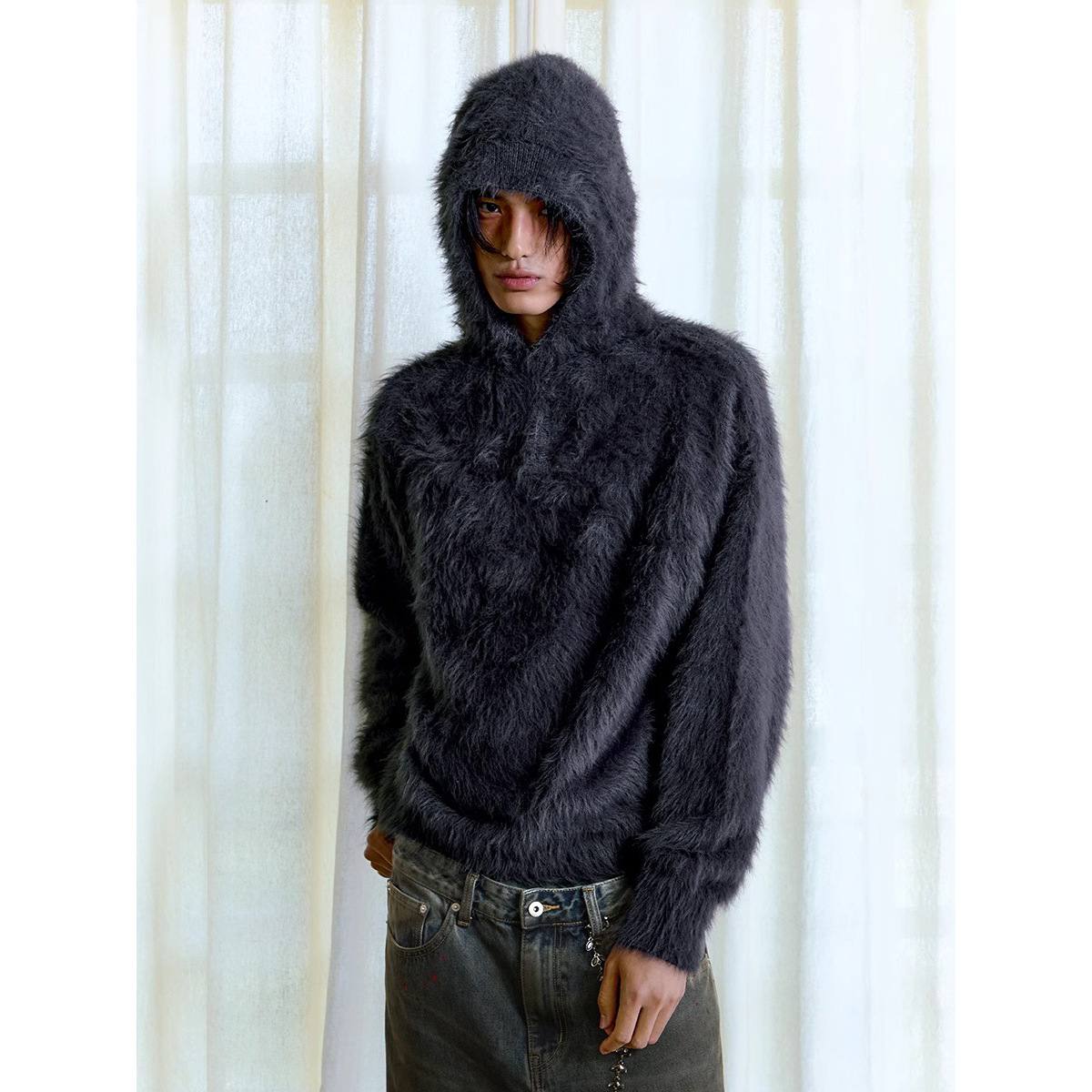 Fashion Men's Loose Plush Knitted Sweater Top