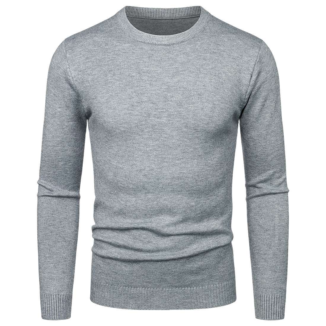 Men's Round Neck Sweater Solid Color Simple Free Size Long Sleeve Sweater