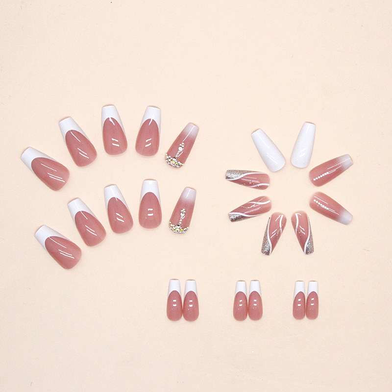 Mid-length White French Nail Sticker